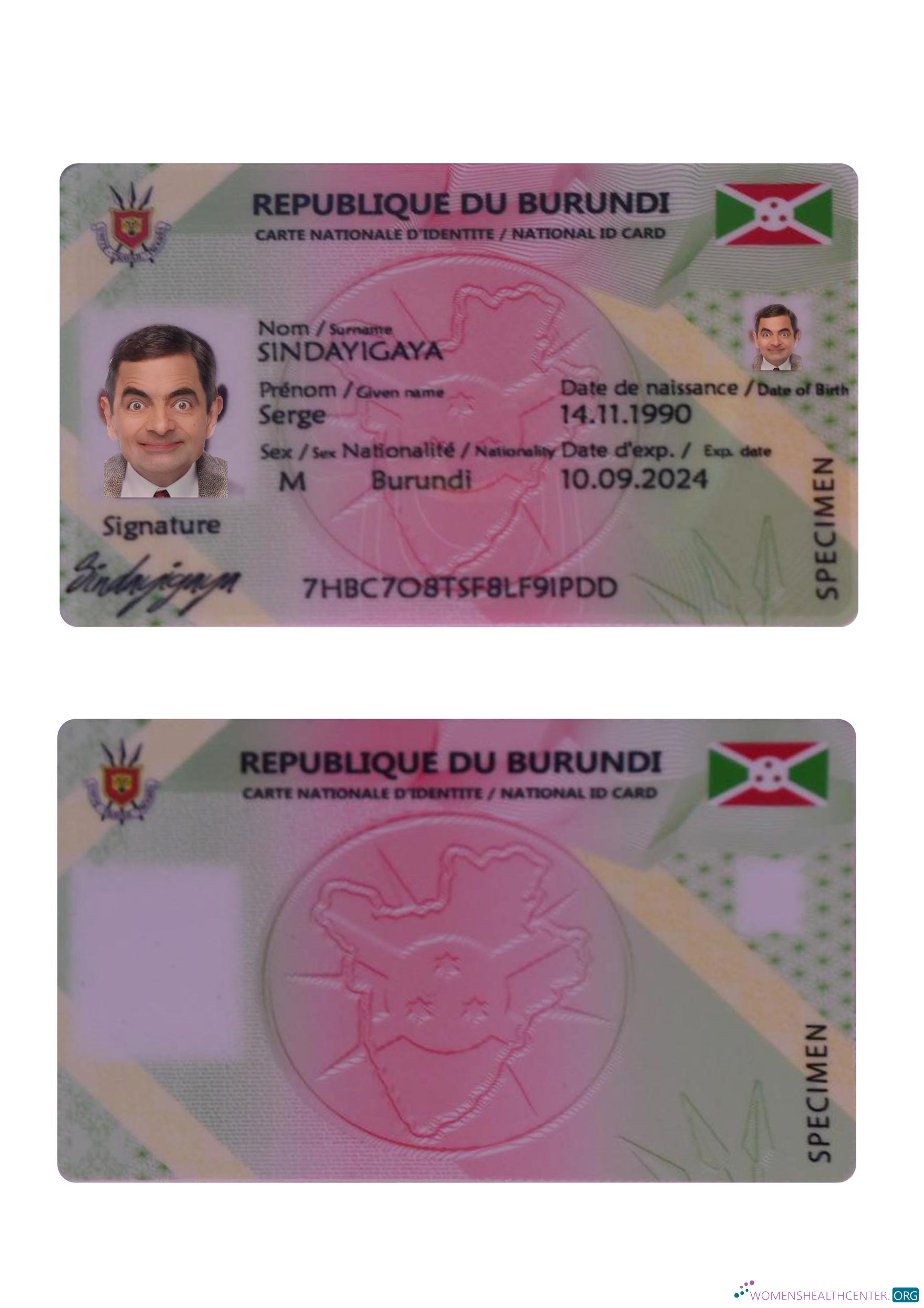 Download Burundi ID card Photoshop template